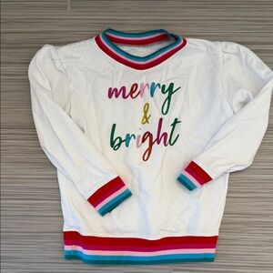 Kids 'Merry & Bright' White Long Sleeve Shirt